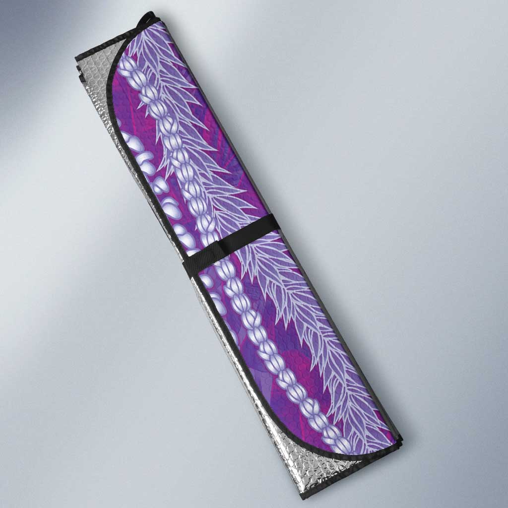 Hawaii Prince Kuhio Auto Sun Shade Violet Hawaiian Lau Maia With Leis