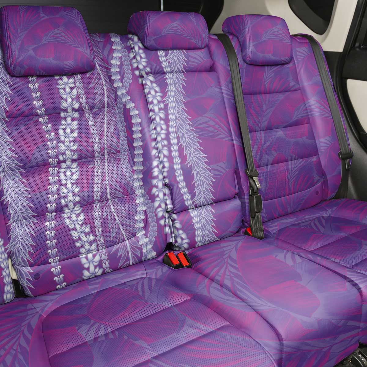 Hawaii Prince Kuhio Back Car Seat Cover Violet Hawaiian Lau Maia With Leis LT05 - Polynesian Pride