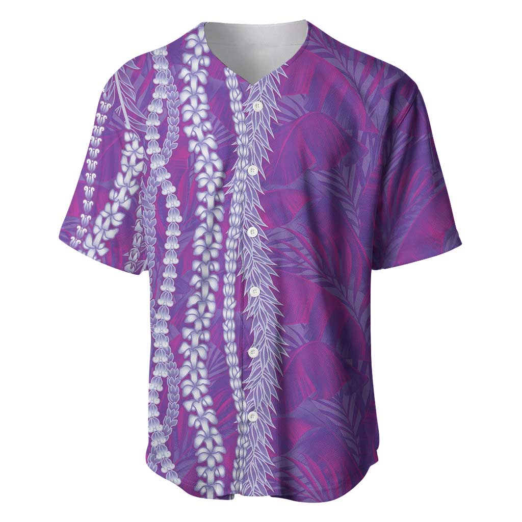 Hawaii Prince Kuhio Baseball Jersey Violet Hawaiian Lau Maia With Leis LT05 Violet - Polynesian Pride