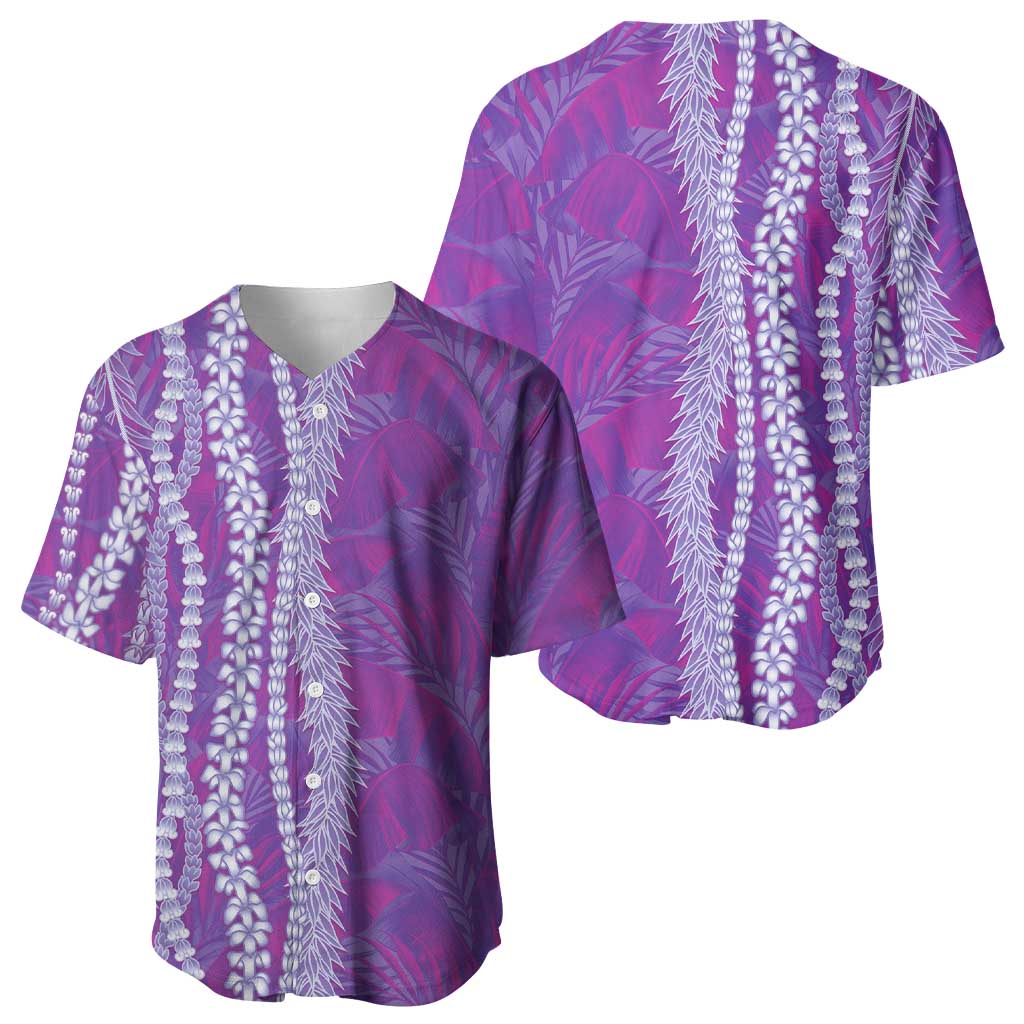 Hawaii Prince Kuhio Baseball Jersey Violet Hawaiian Lau Maia With Leis LT05 - Polynesian Pride