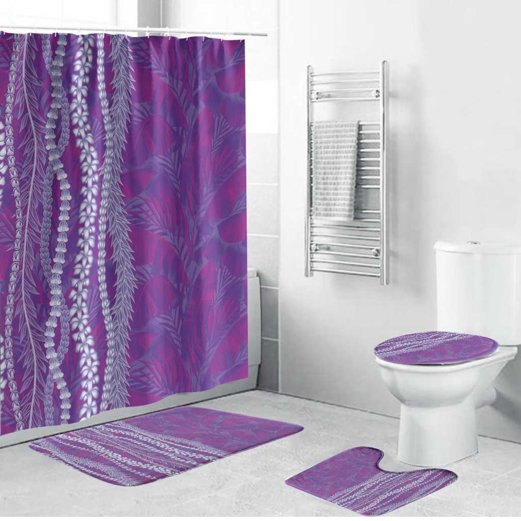 Hawaii Prince Kuhio Bathroom Set Violet Hawaiian Lau Maia With Leis LT05 Bathroom Set (4 pcs) Violet - Polynesian Pride