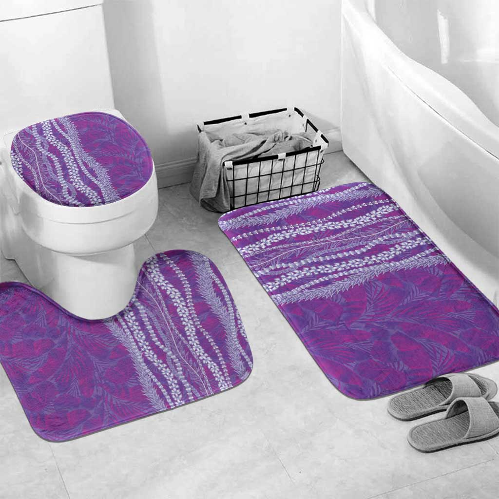 Hawaii Prince Kuhio Bathroom Set Violet Hawaiian Lau Maia With Leis LT05 Mat Set Only (3 pcs) One Size Violet - Polynesian Pride