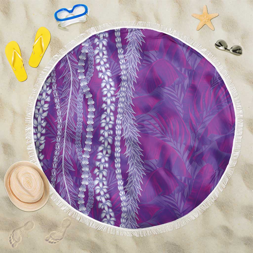 Hawaii Prince Kuhio Beach Blanket Violet Hawaiian Lau Maia With Leis LT05 One Size 150cm Violet - Polynesian Pride