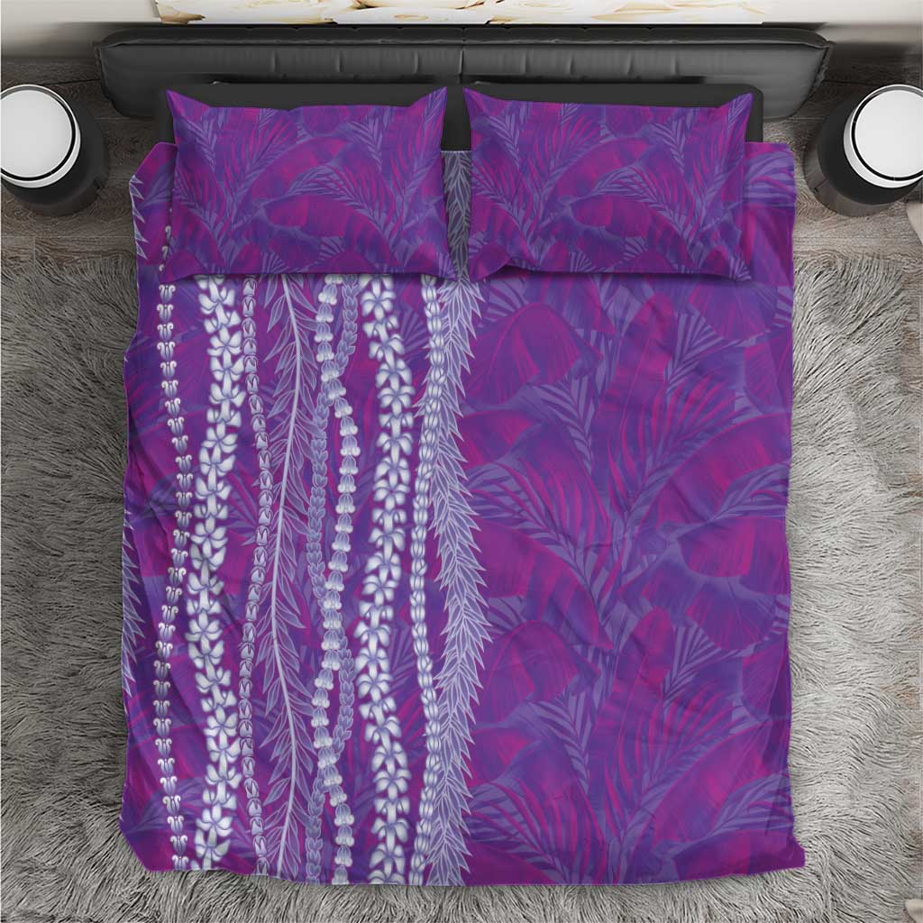 Hawaii Prince Kuhio Bedding Set Violet Hawaiian Lau Maia With Leis LT05 Violet - Polynesian Pride