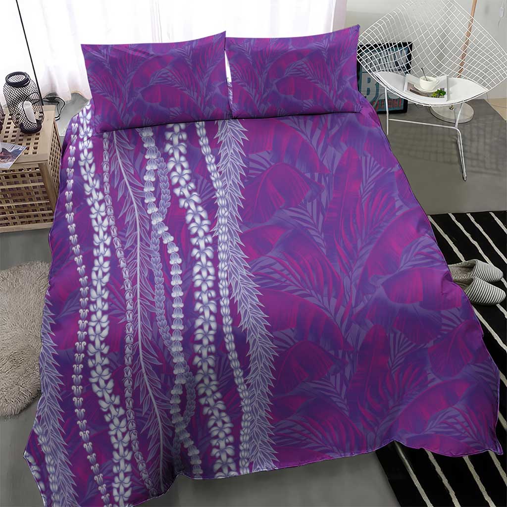 Hawaii Prince Kuhio Bedding Set Violet Hawaiian Lau Maia With Leis LT05 - Polynesian Pride