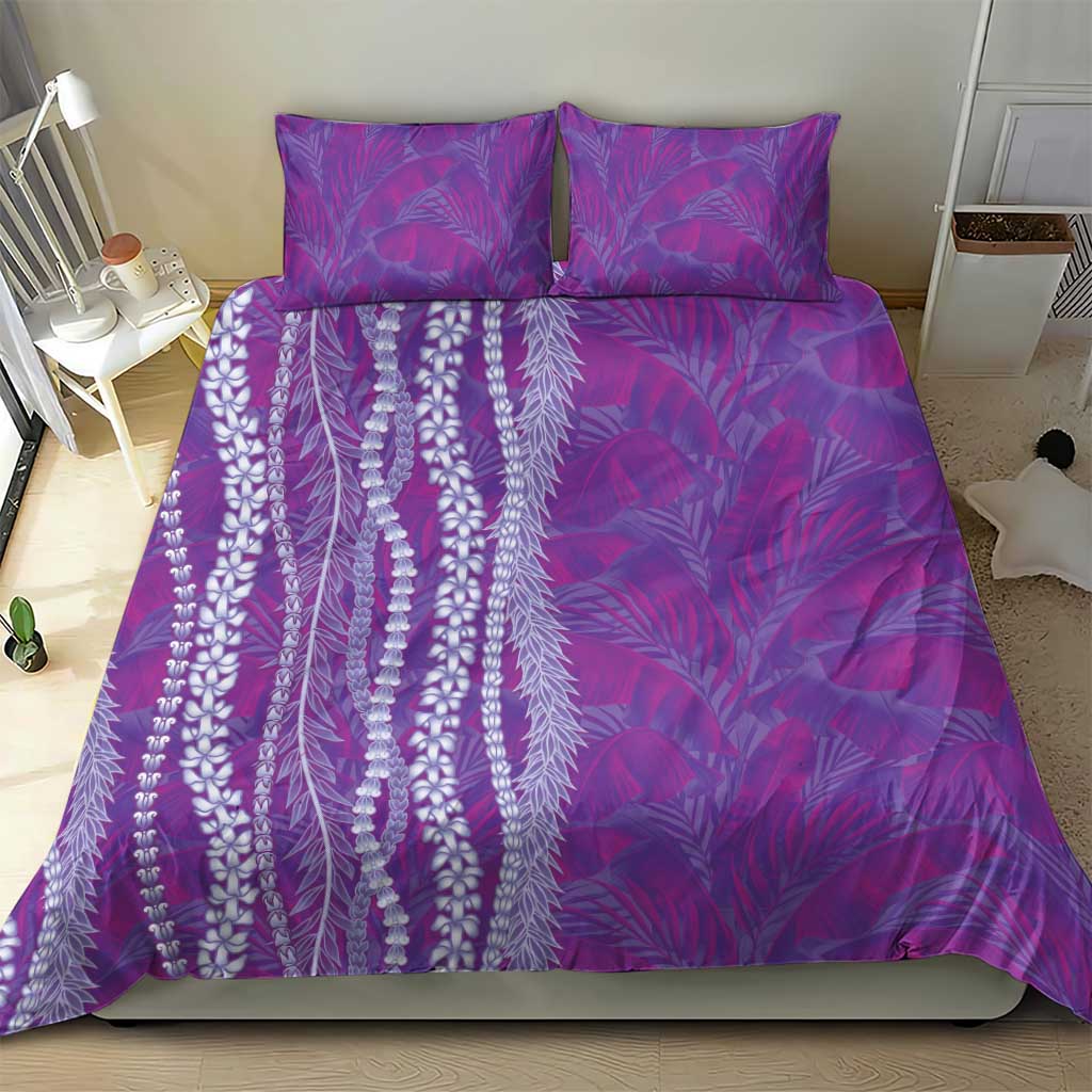Hawaii Prince Kuhio Bedding Set Violet Hawaiian Lau Maia With Leis LT05 - Polynesian Pride