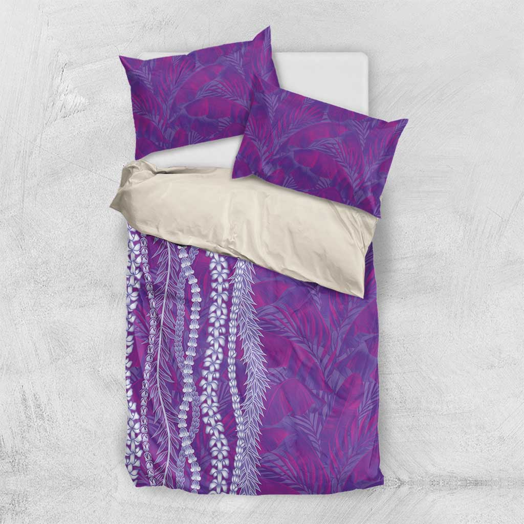 Hawaii Prince Kuhio Bedding Set Violet Hawaiian Lau Maia With Leis LT05 US Twin 172cm x 218cm Violet - Polynesian Pride