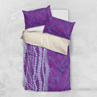 Hawaii Prince Kuhio Bedding Set Violet Hawaiian Lau Maia With Leis LT05 US Twin 172cm x 218cm Violet - Polynesian Pride