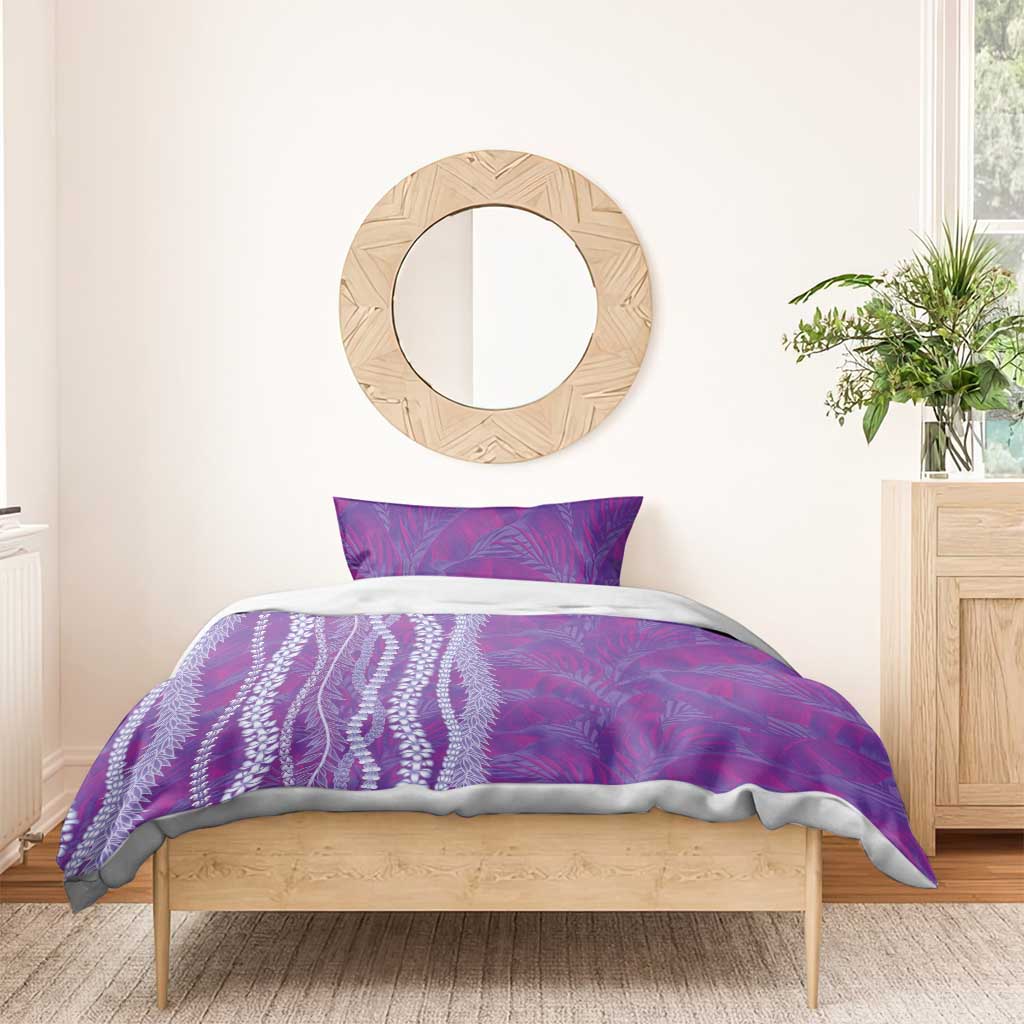 Hawaii Prince Kuhio Bedding Set Violet Hawaiian Lau Maia With Leis LT05 - Polynesian Pride