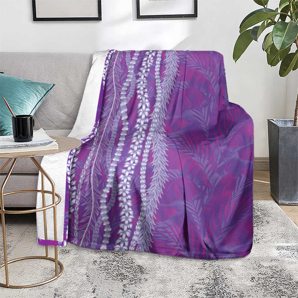 Hawaii Prince Kuhio Blanket Violet Hawaiian Lau Maia With Leis LT05 - Polynesian Pride