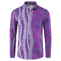 Hawaii Prince Kuhio Button Sweatshirt Violet Hawaiian Lau Maia With Leis LT05 Violet - Polynesian Pride