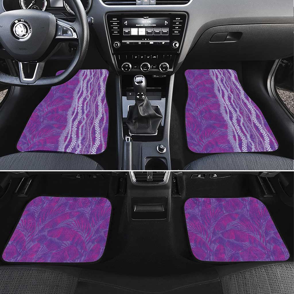 Hawaii Prince Kuhio Car Mats Violet Hawaiian Lau Maia With Leis LT05 Set 4pcs Violet - Polynesian Pride