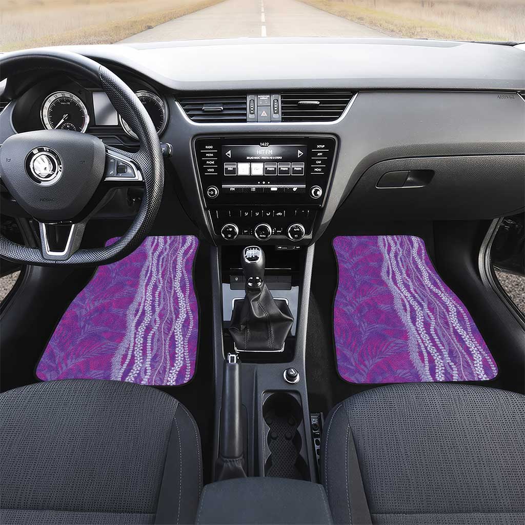 Hawaii Prince Kuhio Car Mats Violet Hawaiian Lau Maia With Leis LT05 Set 2pcs - Front Violet - Polynesian Pride