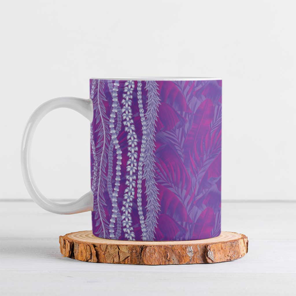Hawaii Prince Kuhio Ceramic Mug Violet Hawaiian Lau Maia With Leis LT05 Violet - Polynesian Pride