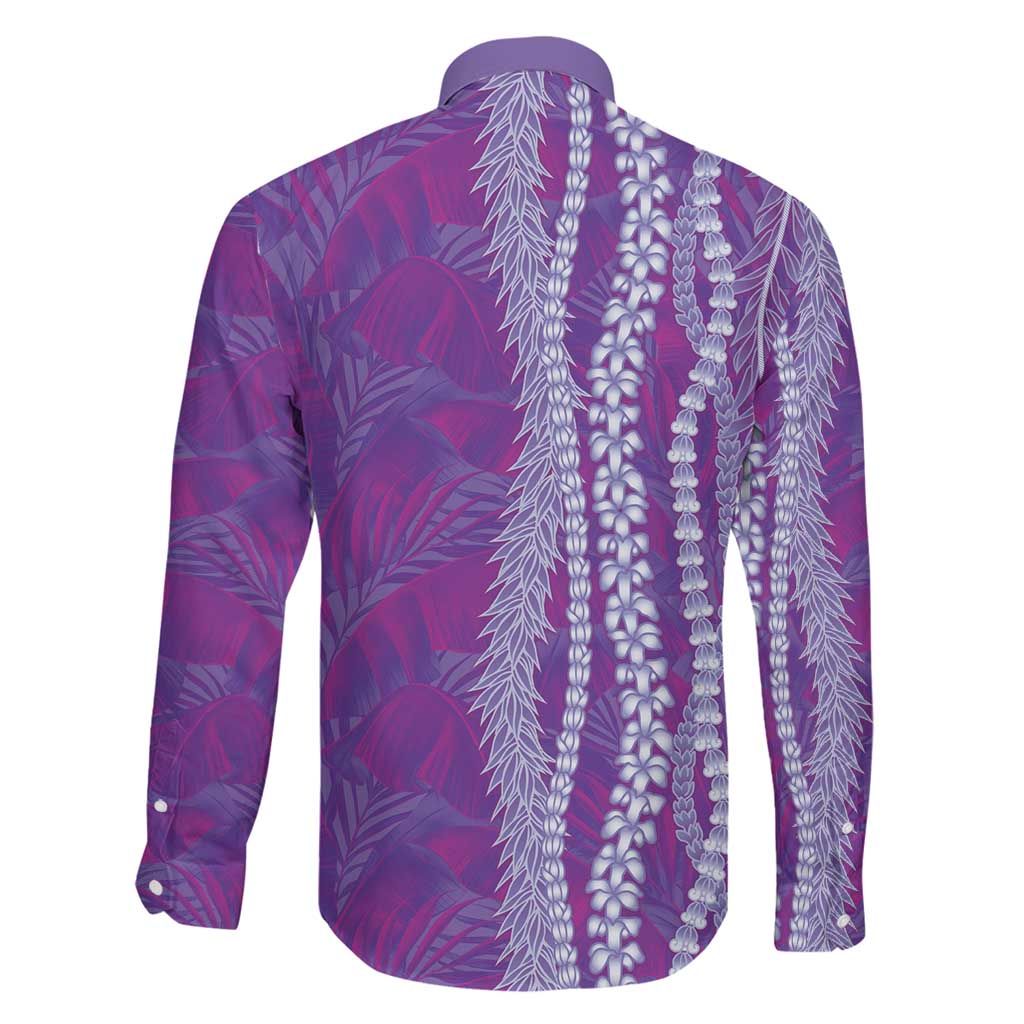 Hawaii Prince Kuhio Family Matching Long Sleeve Bodycon Dress and Hawaiian Shirt Violet Hawaiian Lau Maia With Leis