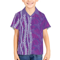 Hawaii Prince Kuhio Family Matching Long Sleeve Bodycon Dress and Hawaiian Shirt Violet Hawaiian Lau Maia With Leis