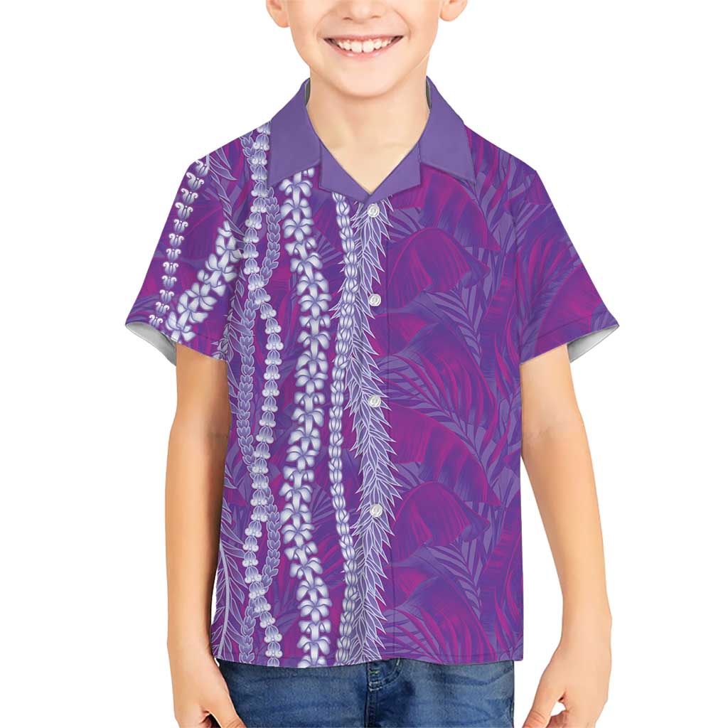 Hawaii Prince Kuhio Family Matching Mermaid Dress and Hawaiian Shirt Violet Hawaiian Lau Maia With Leis