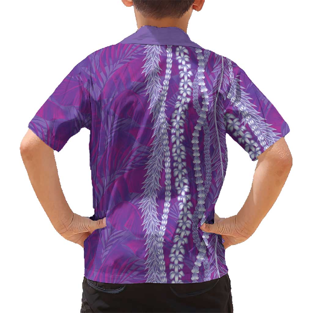 Hawaii Prince Kuhio Family Matching Off The Shoulder Long Sleeve Dress and Hawaiian Shirt Violet Hawaiian Lau Maia With Leis