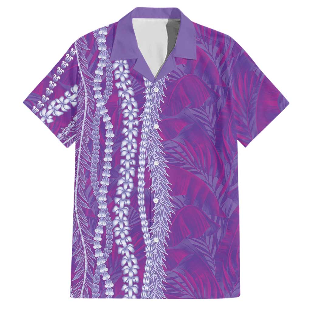 Hawaii Prince Kuhio Family Matching Off The Shoulder Long Sleeve Dress and Hawaiian Shirt Violet Hawaiian Lau Maia With Leis