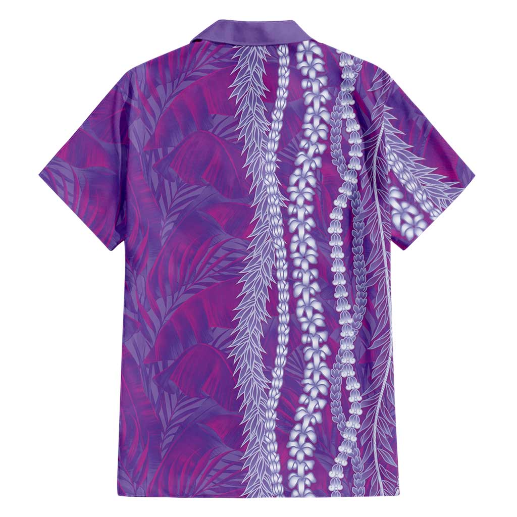 Hawaii Prince Kuhio Family Matching Off The Shoulder Long Sleeve Dress and Hawaiian Shirt Violet Hawaiian Lau Maia With Leis