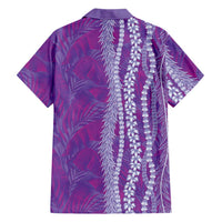 Hawaii Prince Kuhio Family Matching Off The Shoulder Long Sleeve Dress and Hawaiian Shirt Violet Hawaiian Lau Maia With Leis