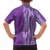 Hawaii Prince Kuhio Family Matching Puletasi and Hawaiian Shirt Violet Hawaiian Lau Maia With Leis
