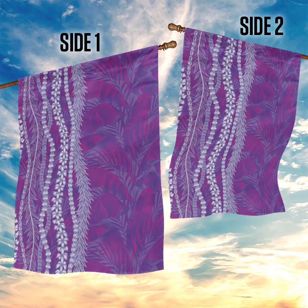 Hawaii Prince Kuhio Garden Flag Violet Hawaiian Lau Maia With Leis LT05 - Polynesian Pride