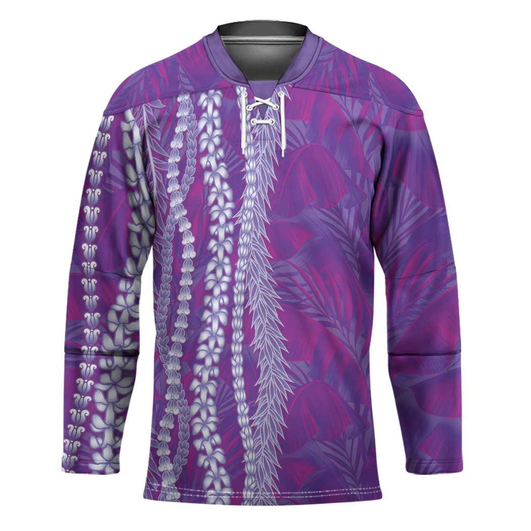 Hawaii Prince Kuhio Hockey Jersey Violet Hawaiian Lau Maia With Leis LT05 Unisex Violet - Polynesian Pride