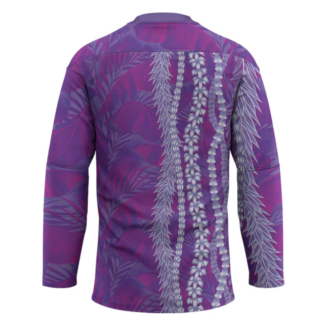 Hawaii Prince Kuhio Hockey Jersey Violet Hawaiian Lau Maia With Leis LT05 - Polynesian Pride