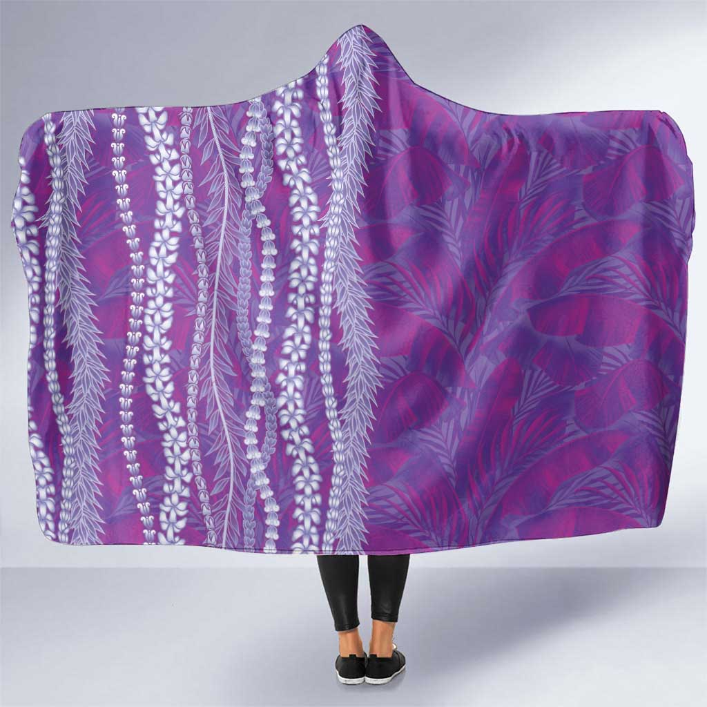Hawaii Prince Kuhio Hooded Blanket Violet Hawaiian Lau Maia With Leis LT05 One Size Violet - Polynesian Pride