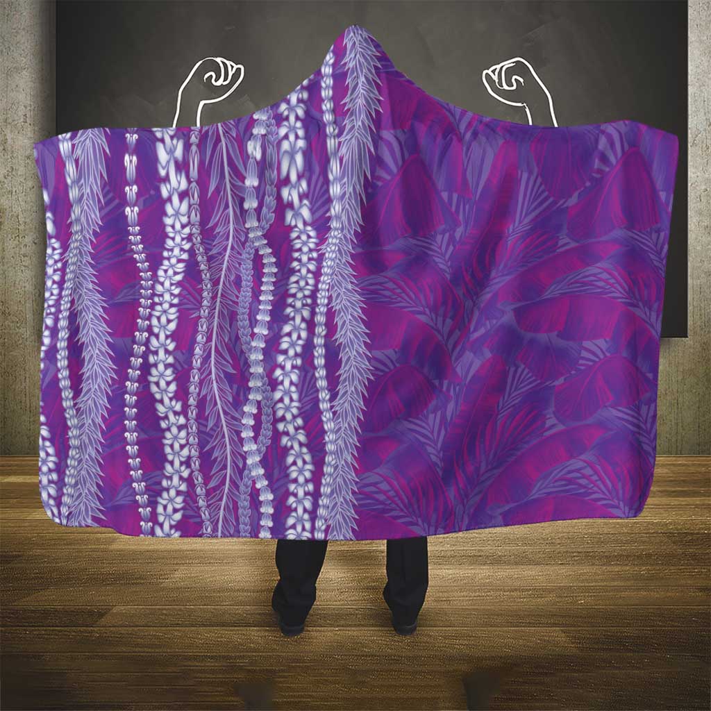 Hawaii Prince Kuhio Hooded Blanket Violet Hawaiian Lau Maia With Leis LT05 - Polynesian Pride