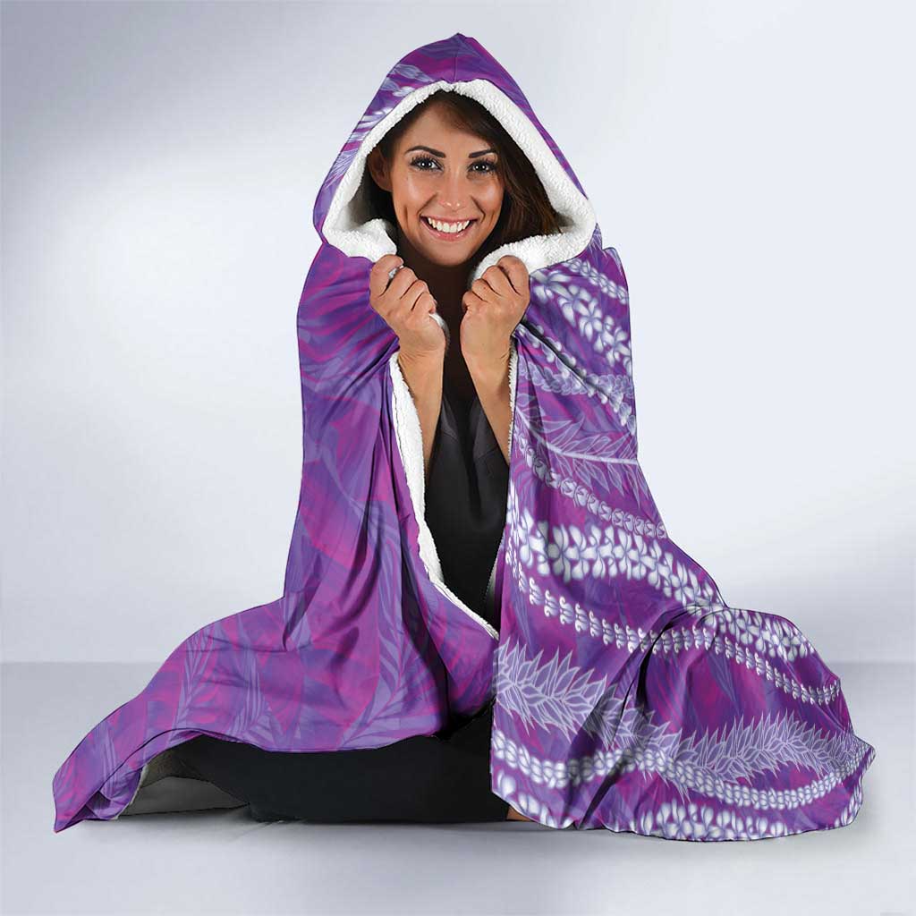 Hawaii Prince Kuhio Hooded Blanket Violet Hawaiian Lau Maia With Leis LT05 - Polynesian Pride