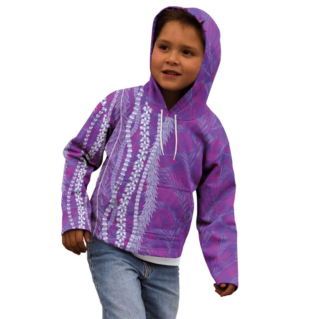 Hawaii Prince Kuhio Kid Hoodie Violet Hawaiian Lau Maia With Leis LT05 - Polynesian Pride