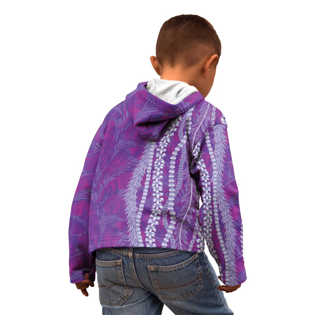 Hawaii Prince Kuhio Kid Hoodie Violet Hawaiian Lau Maia With Leis LT05 - Polynesian Pride