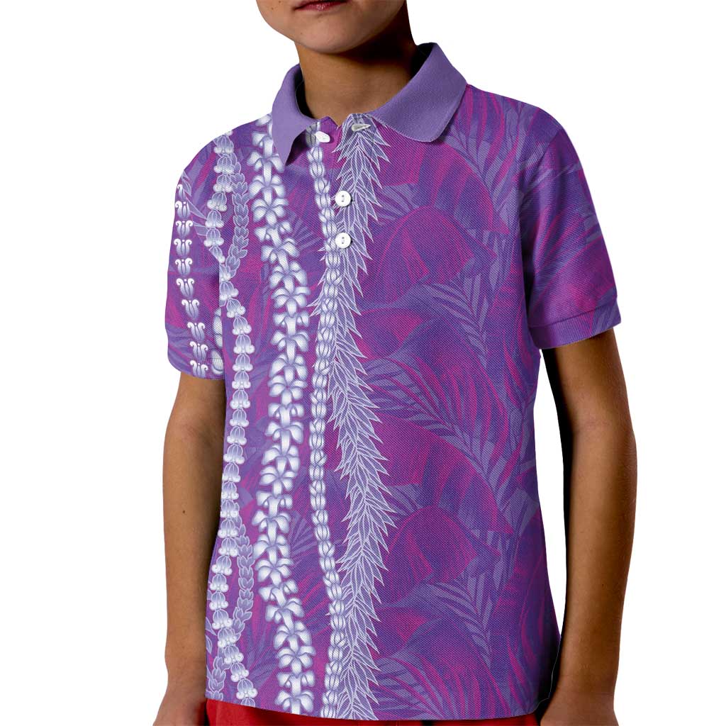 Hawaii Prince Kuhio Kid Polo Shirt Violet Hawaiian Lau Maia With Leis LT05 Kid Violet - Polynesian Pride
