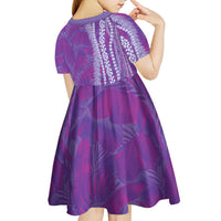 Hawaii Prince Kuhio Kid Short Sleeve Dress Violet Hawaiian Lau Maia With Leis LT05 - Polynesian Pride