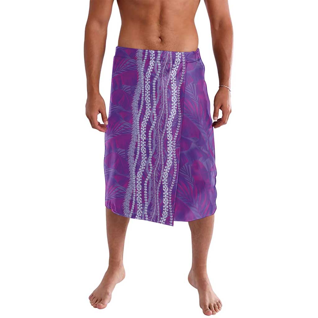 Hawaii Prince Kuhio Lavalava Violet Hawaiian Lau Maia With Leis LT05 Violet - Polynesian Pride