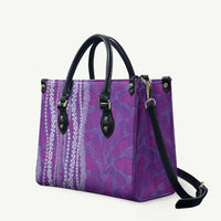 Hawaii Prince Kuhio Leather Bag Violet Hawaiian Lau Maia With Leis LT05 Violet - Polynesian Pride