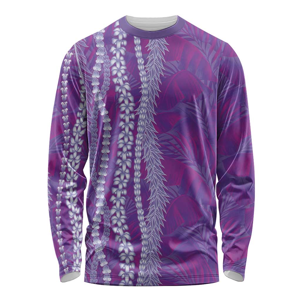 Hawaii Prince Kuhio Long Sleeve Shirt Violet Hawaiian Lau Maia With Leis