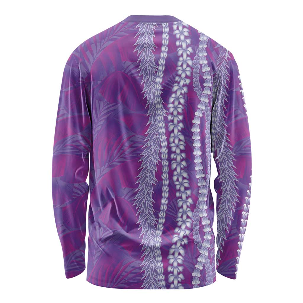 Hawaii Prince Kuhio Long Sleeve Shirt Violet Hawaiian Lau Maia With Leis