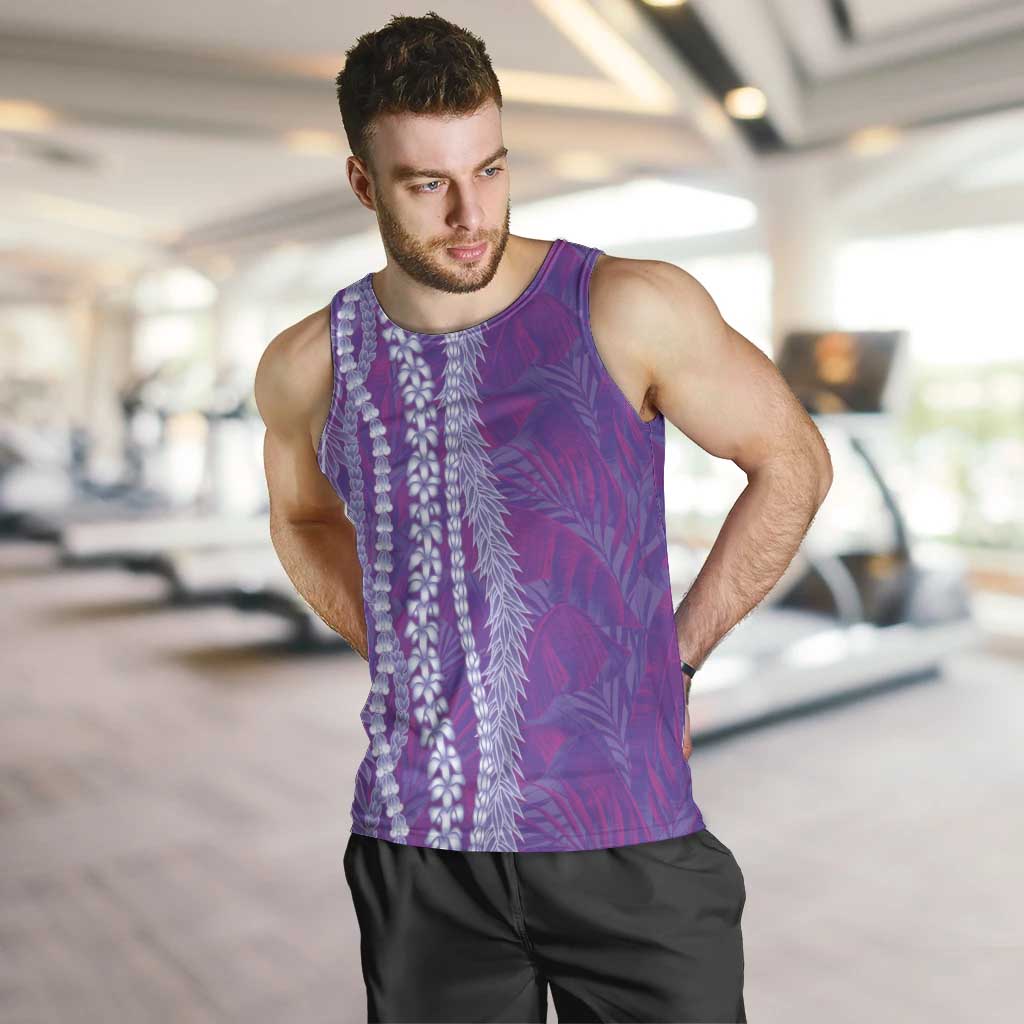 Hawaii Prince Kuhio Men Tank Top Violet Hawaiian Lau Maia With Leis LT05 Violet - Polynesian Pride