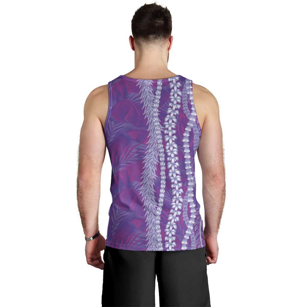 Hawaii Prince Kuhio Men Tank Top Violet Hawaiian Lau Maia With Leis LT05 - Polynesian Pride