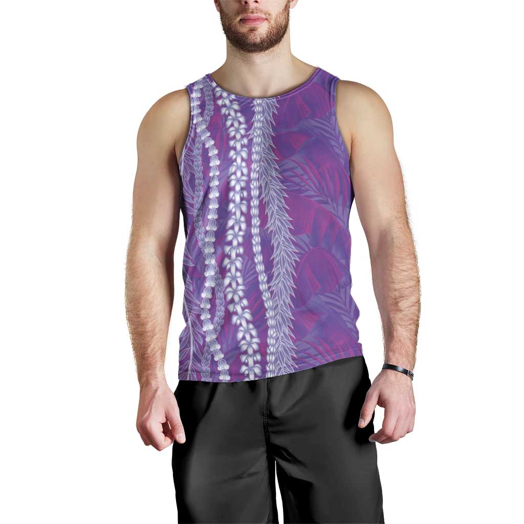 Hawaii Prince Kuhio Men Tank Top Violet Hawaiian Lau Maia With Leis LT05 - Polynesian Pride