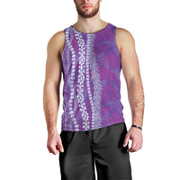 Hawaii Prince Kuhio Men Tank Top Violet Hawaiian Lau Maia With Leis LT05 - Polynesian Pride