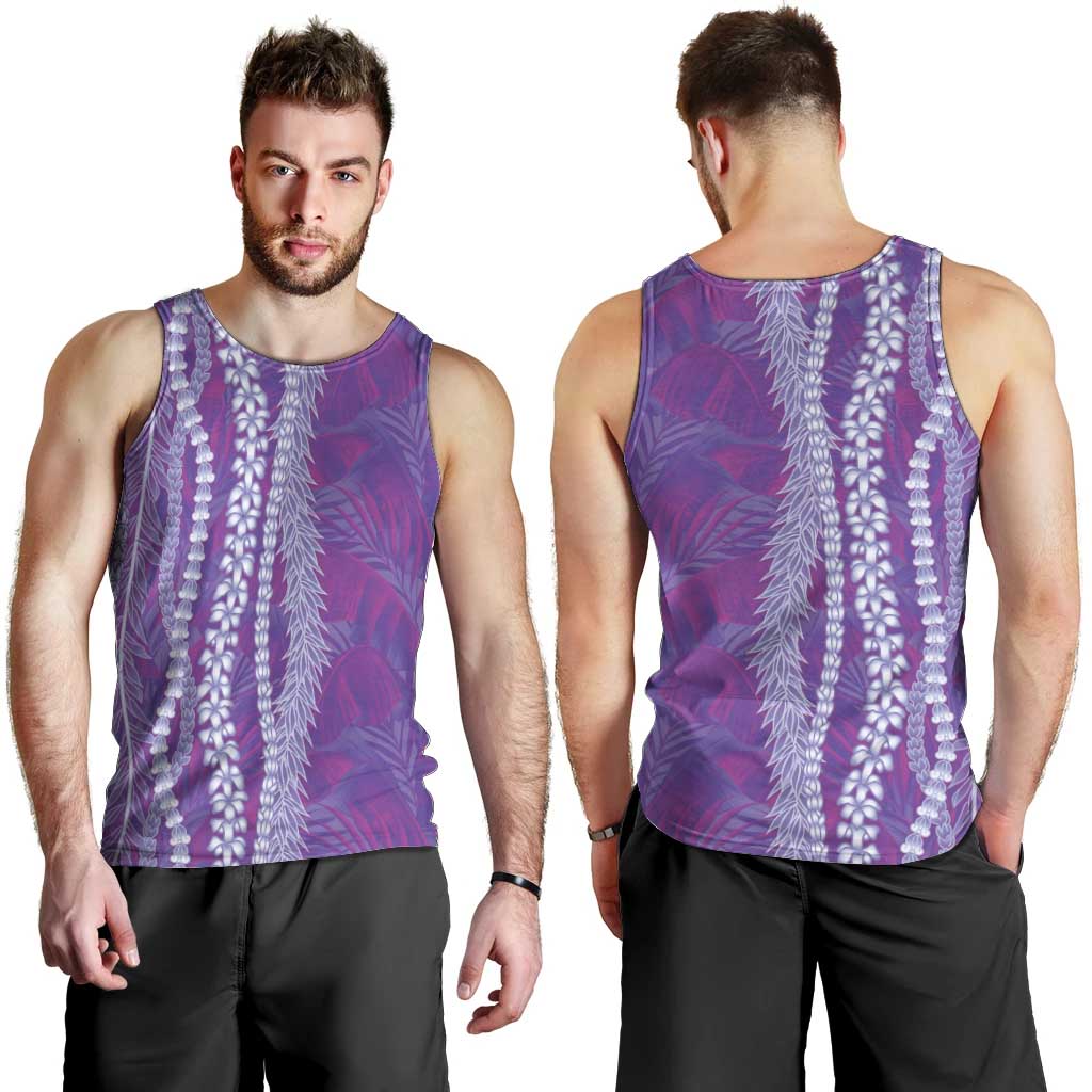 Hawaii Prince Kuhio Men Tank Top Violet Hawaiian Lau Maia With Leis LT05 - Polynesian Pride