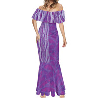 Hawaii Prince Kuhio Mermaid Dress Violet Hawaiian Lau Maia With Leis LT05 - Polynesian Pride