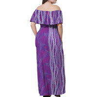 Hawaii Prince Kuhio Off Shoulder Maxi Dress Violet Hawaiian Lau Maia With Leis LT05 - Polynesian Pride
