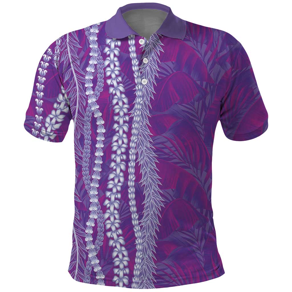 Hawaii Prince Kuhio Polo Shirt Violet Hawaiian Lau Maia With Leis LT05 Violet - Polynesian Pride
