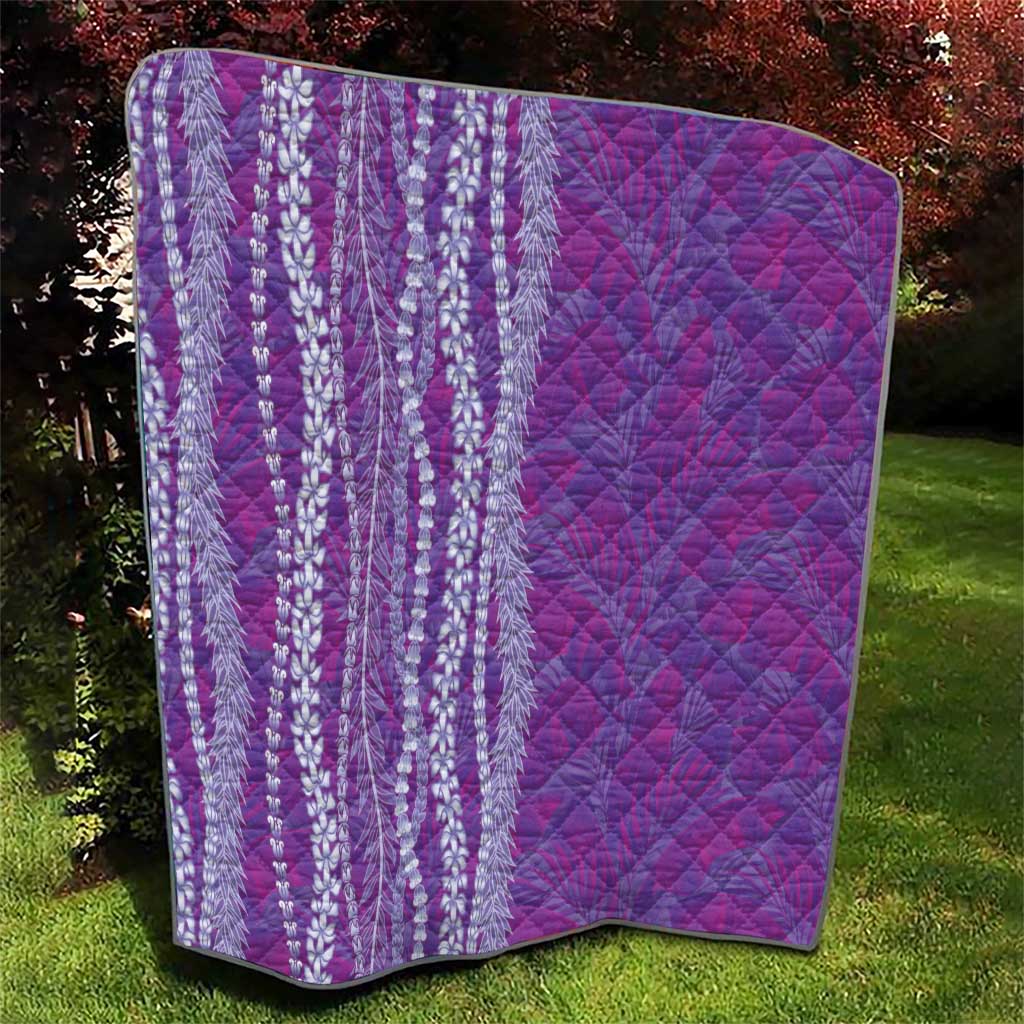 Hawaii Prince Kuhio Quilt Violet Hawaiian Lau Maia With Leis LT05 - Polynesian Pride