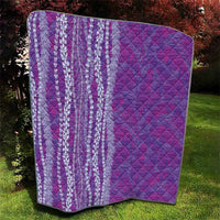 Hawaii Prince Kuhio Quilt Violet Hawaiian Lau Maia With Leis LT05 - Polynesian Pride